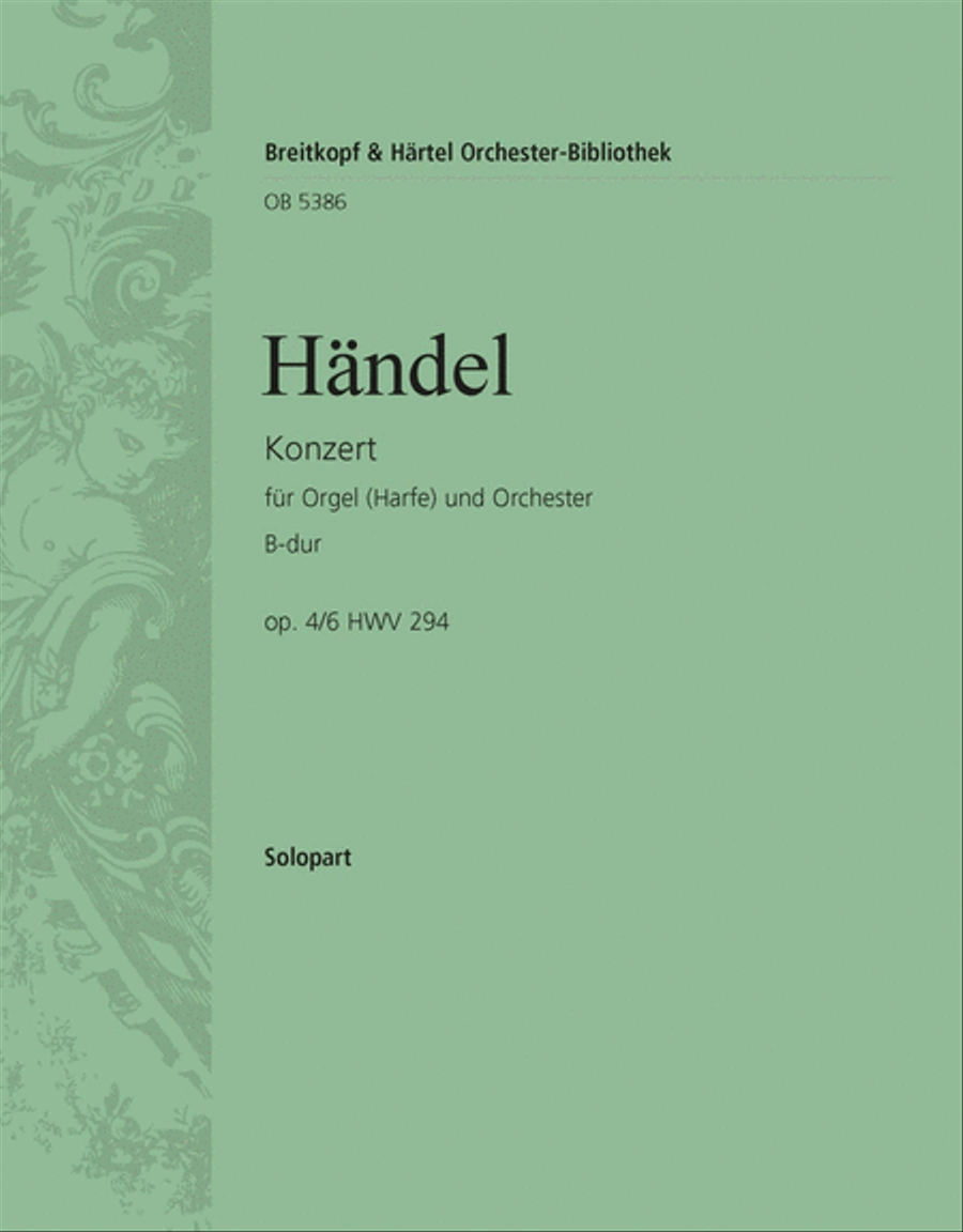 Organ Concerto (No. 6) in B flat major Op. 4/6 HWV 294 Orchestra scores gallery preview page 1