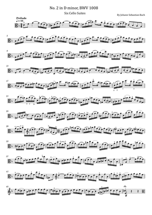 Bach - 6 Cello Suites - No.2 in D minor, BWV 1008 For Cello Solo - Original With Fingered