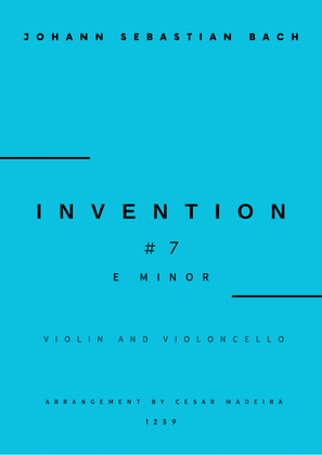 Book cover for Invention No.7 in E Minor - Violin and Cello (Full Score and Parts)