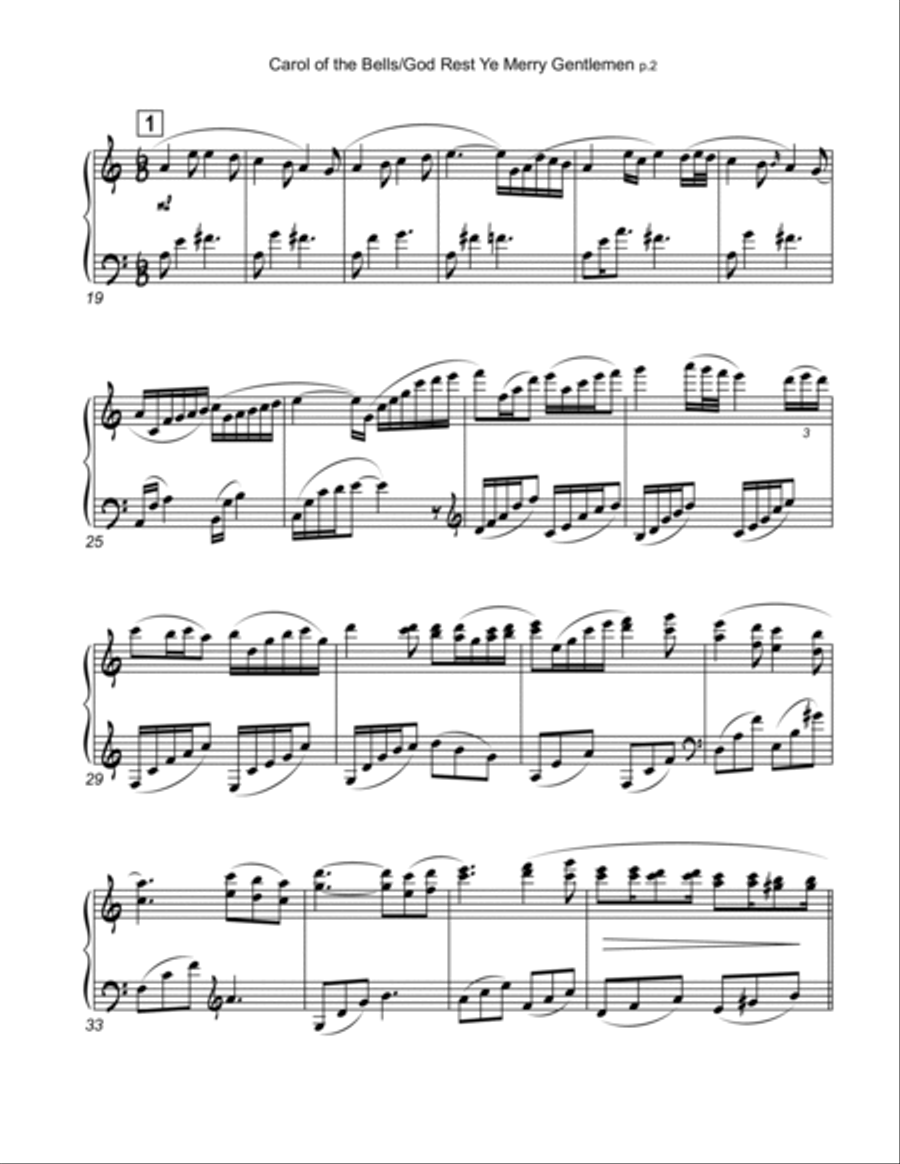 Carol of the Bells / God Rest Ye Merry Gentlemen - Piano (Late Intermediate/Advanced Level) Piano Solo scores gallery preview page 4