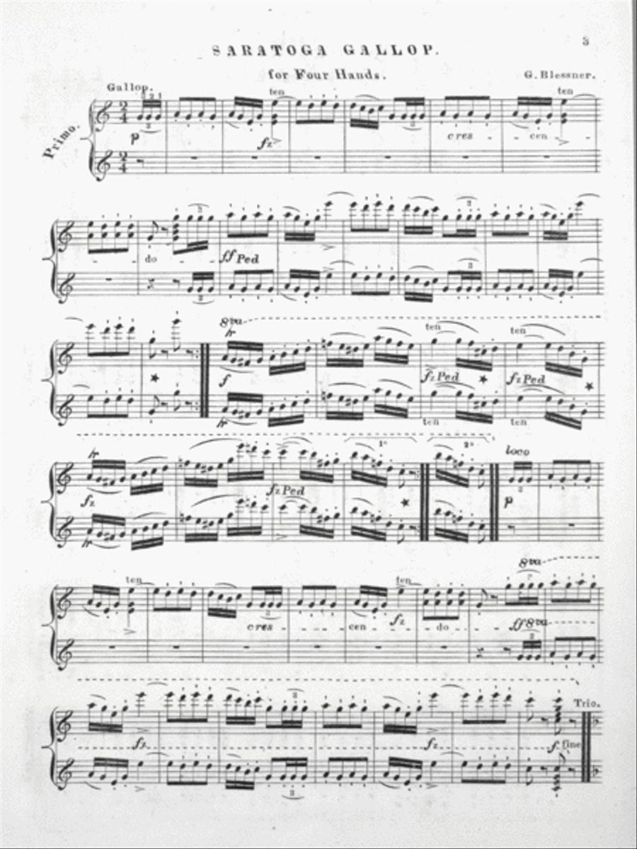 Saratoga-Galop Piano Duet scores gallery preview page 3