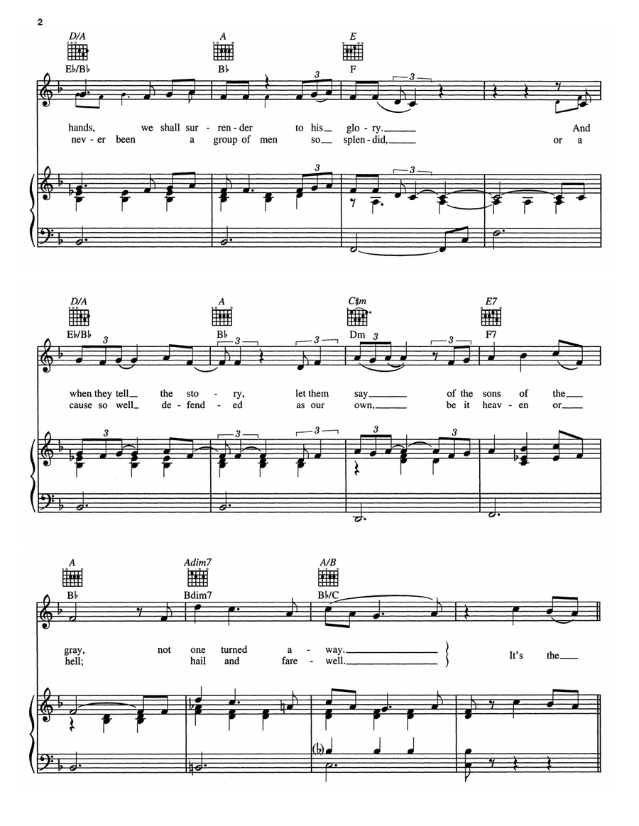 The Last Waltz For Dixie Piano, Vocal, Guitar scores gallery preview page 2