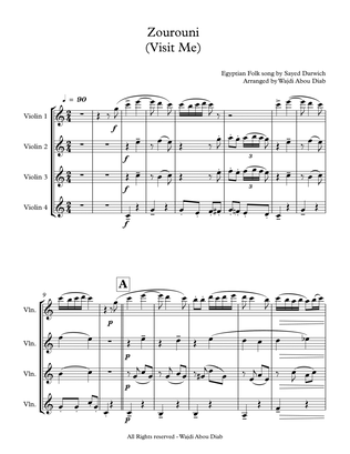 Zourouni (Arabic Song) - Violin Quartet