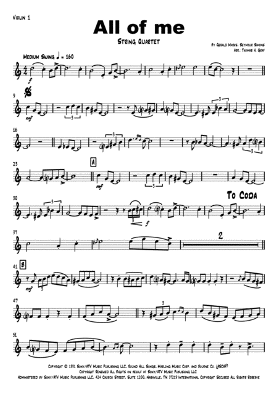 All Of Me String Quartet scores gallery preview page 6