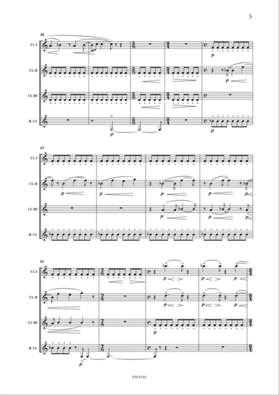 Cyanic Waves for Clarinet Quartet Clarinet Quartet scores gallery preview page 6