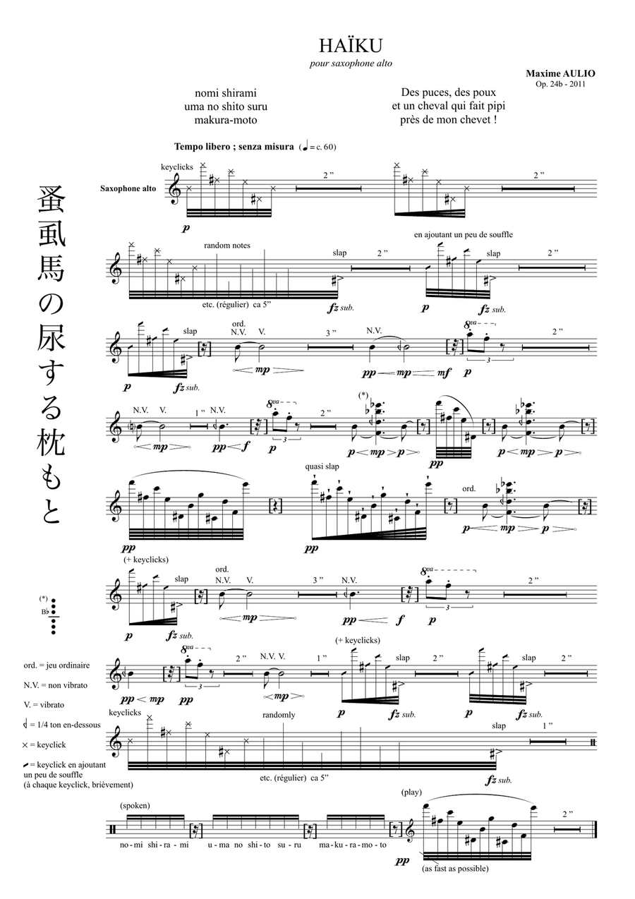 Haiku, for alto saxophone Alto Saxophone scores gallery preview page 2