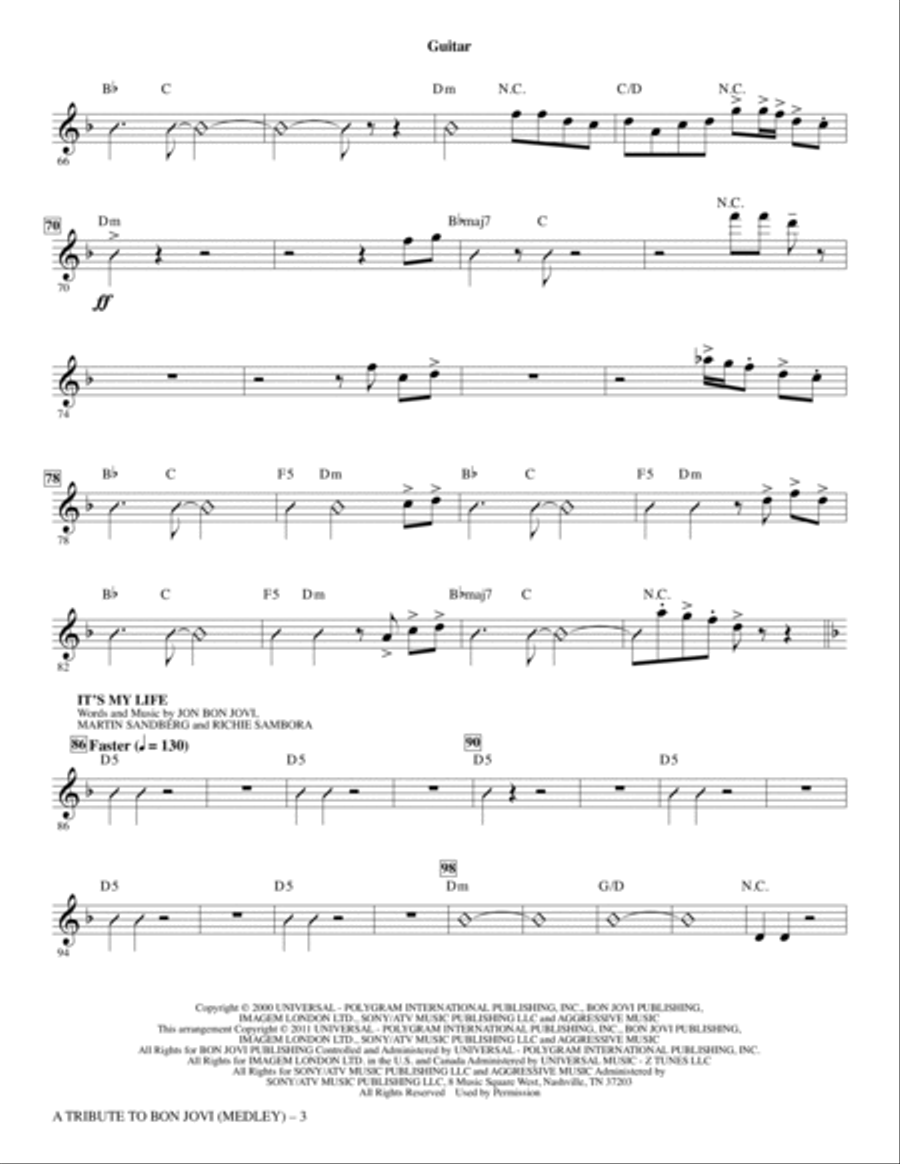 A Tribute To Bon Jovi (Medley) - Guitar Choir scores gallery preview page 3