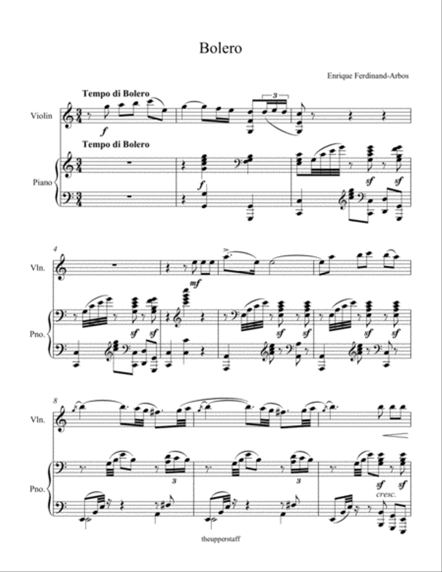 Bolero Violin Solo scores gallery preview page 1