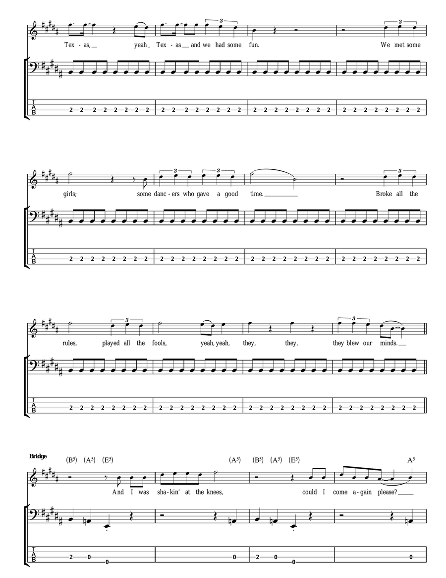 Thunderstruck Bass Guitar Tablature scores gallery preview page 4