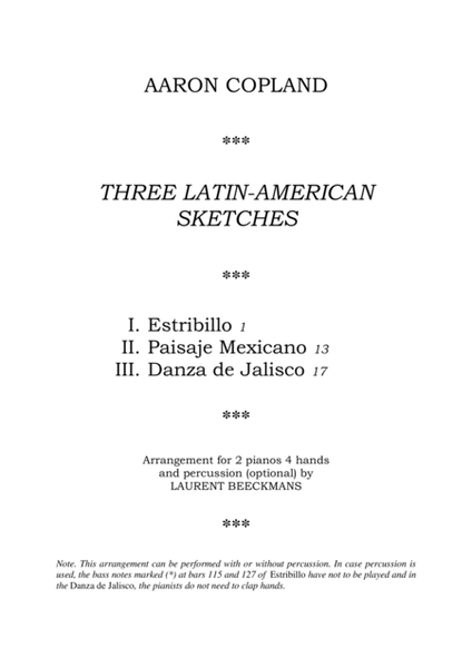 Aaron Copland - Three Latin American Sketches - 2 pianos (and optional percussion)