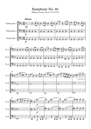 Book cover for Mozart - Symphony No. 40 (String Trio Cello)