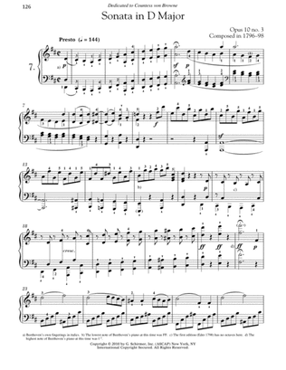 Book cover for Piano Sonata No. 7 In D Major, Op. 10, No. 3
