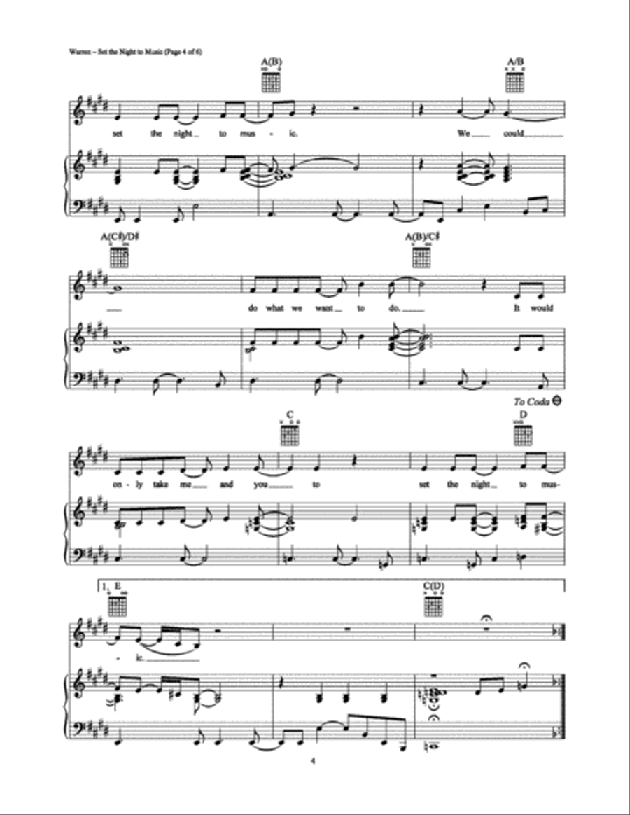 Set The Night To Music Set The Night To Music Piano, Vocal, Guitar scores gallery preview page 4