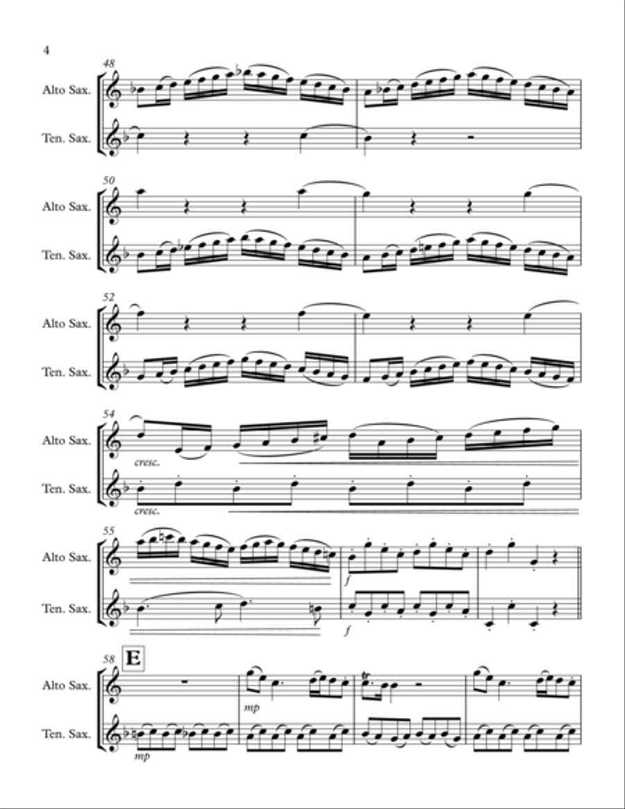Mozart Sonata No.15 (Allegro): Alto & Tenor Saxophone Duet Woodwind Duet scores gallery preview page 4