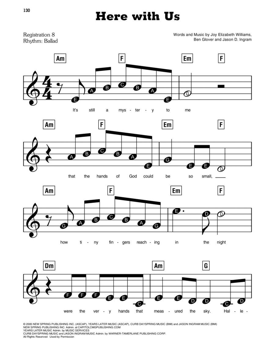 Here With Us Electronic Keyboard scores gallery preview page 1