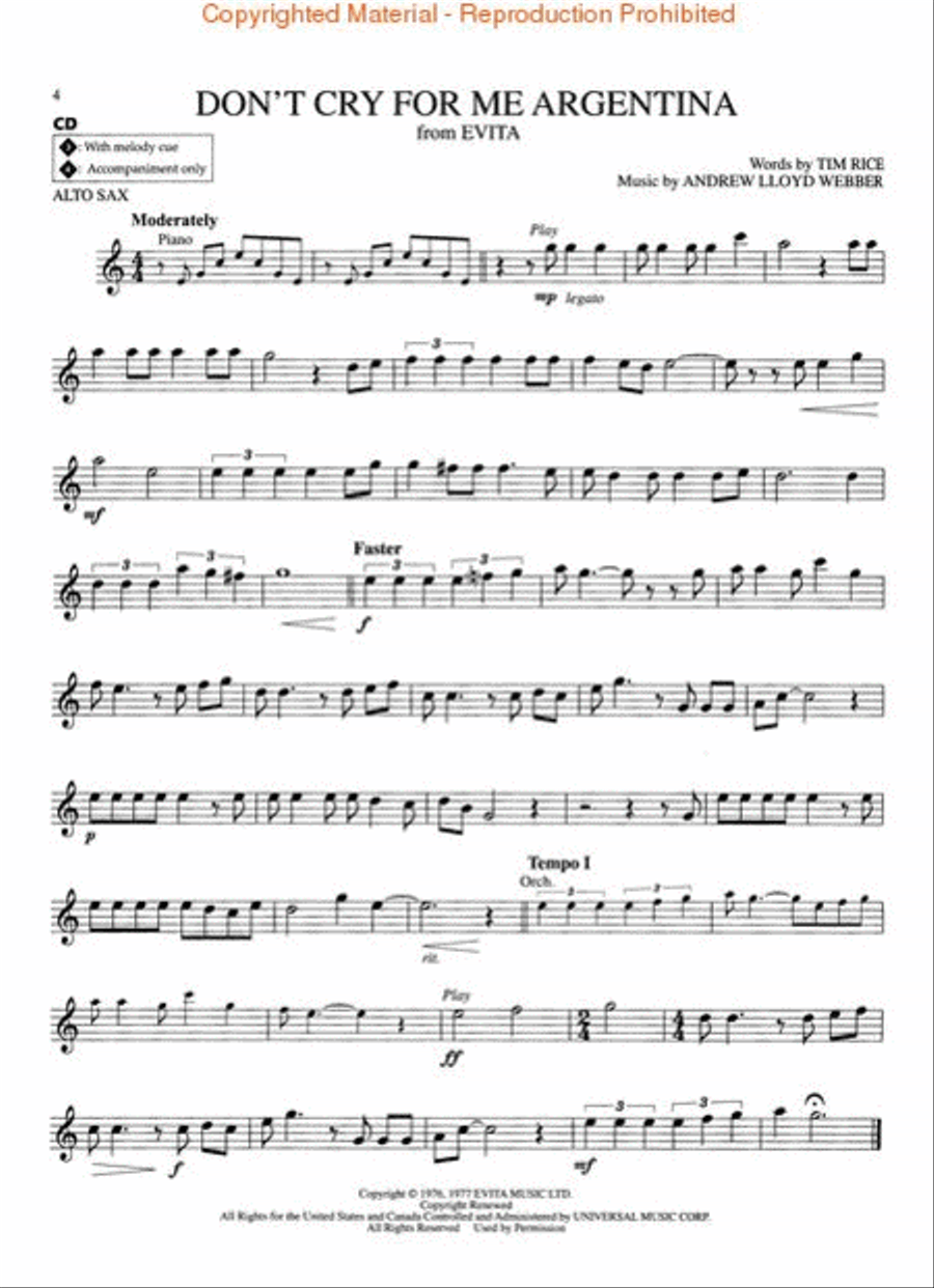 Andrew Lloyd Webber Classics - Alto Sax Alto Saxophone scores gallery preview page 3