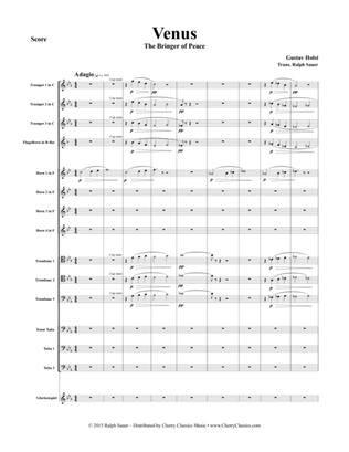Book cover for Holst - Venus, The Bringer of Peace for 14-part Brass Ensemble & Glockenspiel