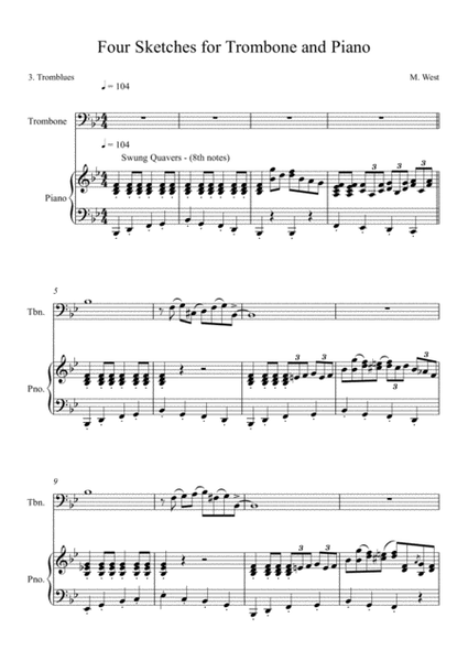 Four Sketches for Trombone & Piano - 3. Tromblues image number null