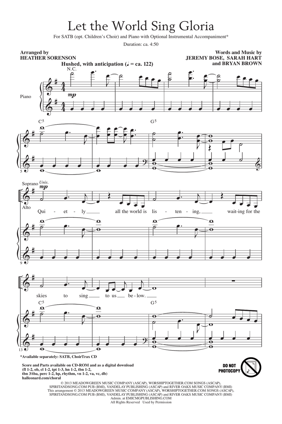 Let The World Sing Gloria 4-Part scores gallery preview page 1