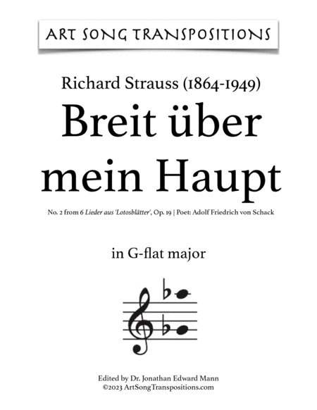 STRAUSS: Breit über mein Haupt, Op. 19 no. 2 (8 keys: G, G-flat, F, E, E-flat, D, D-flat, C major)