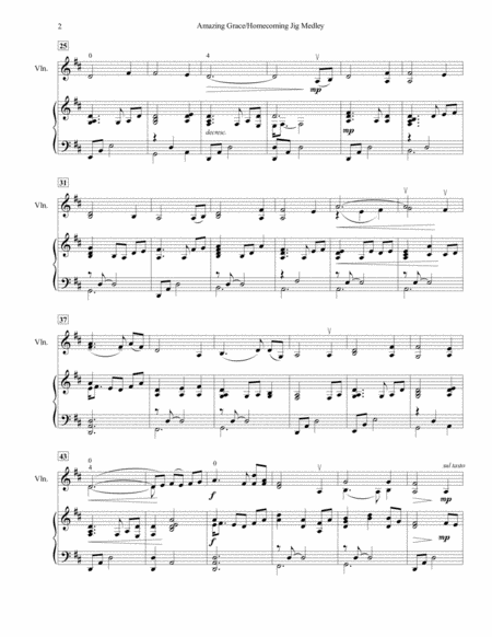 Amazing Grace/Homecoming Jig Medley, for Violin and Piano image number null