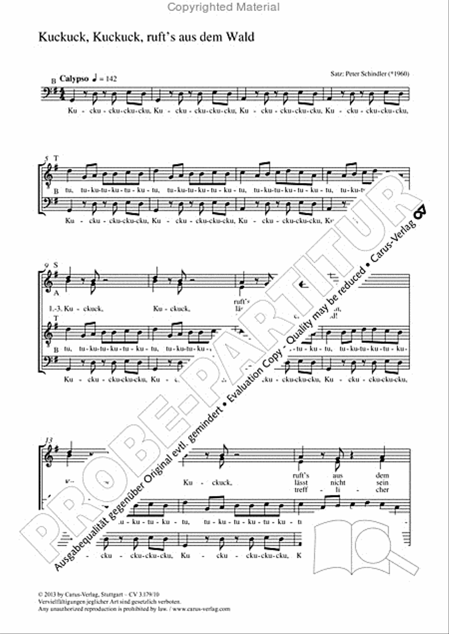 Kuckuck, Kuckuck, ruft's aus dem Wald 4-Part scores gallery preview page 2