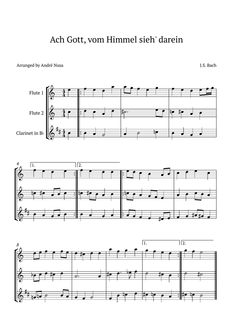 Ach Gott, vom Himmel sieh' darein Woodwind Trio scores gallery preview page 1