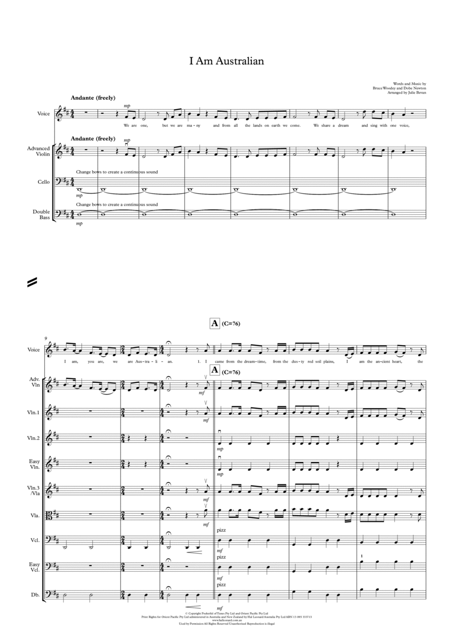 I Am Australian I Am Australian String Orchestra scores gallery preview page 1