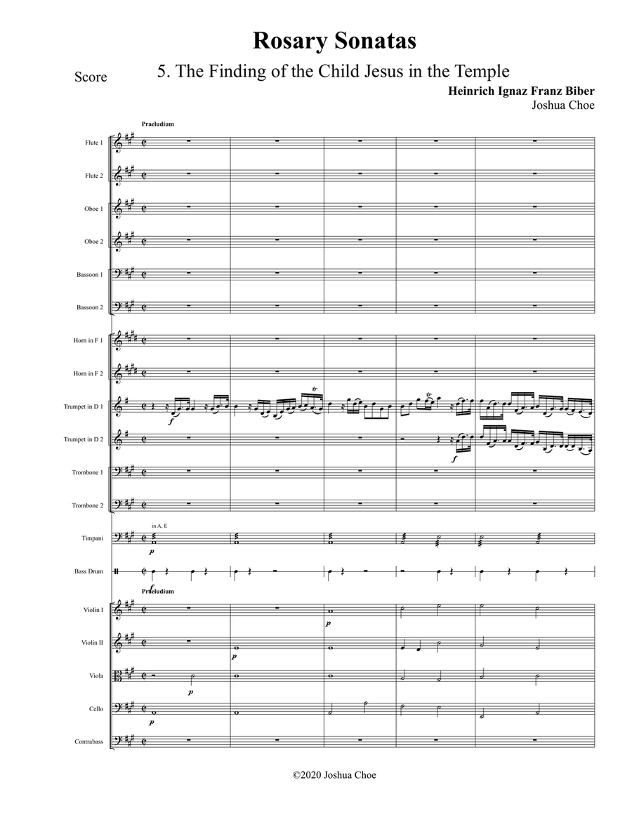 Rosary Sonatas: The Finding of the Child Jesus in the Temple Full Orchestra scores gallery preview page 1