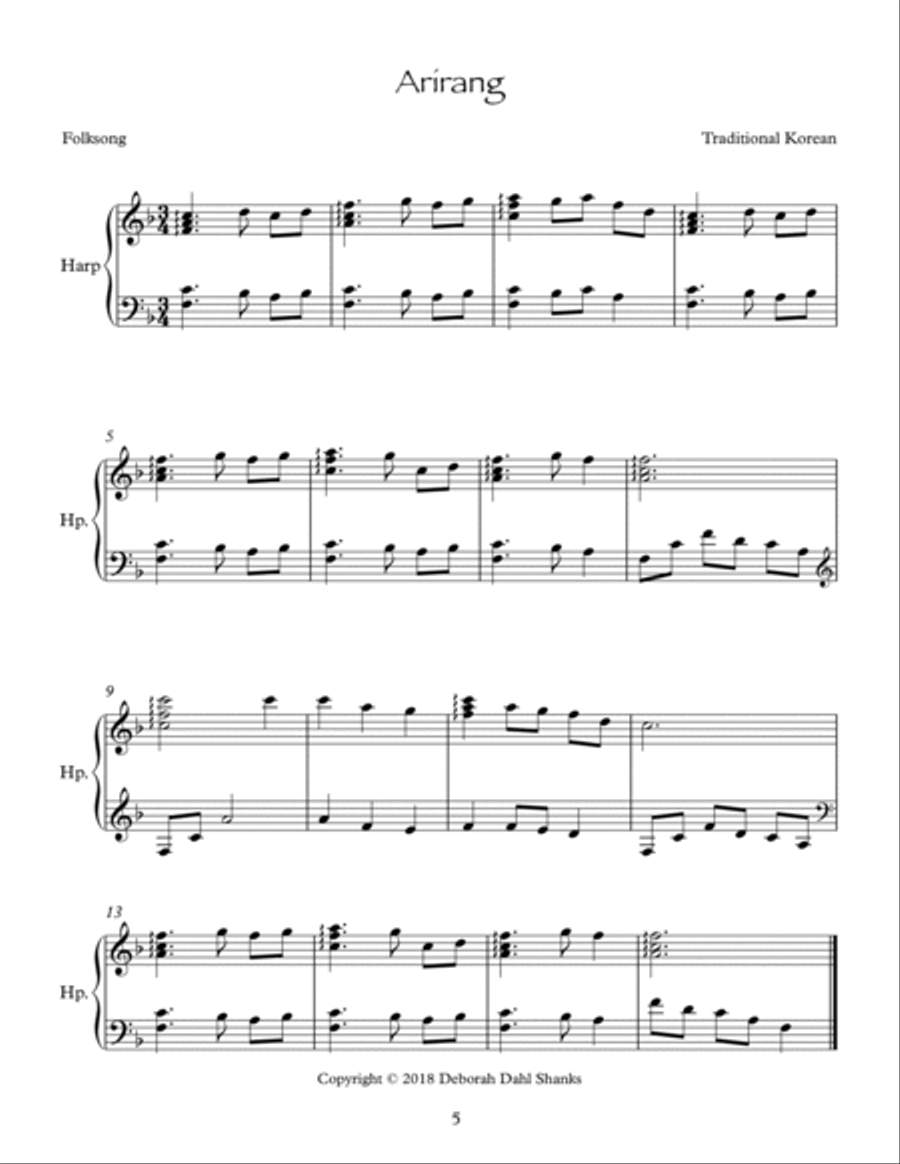 Asian Folksongs for the Small Harp Harp scores gallery preview page 6