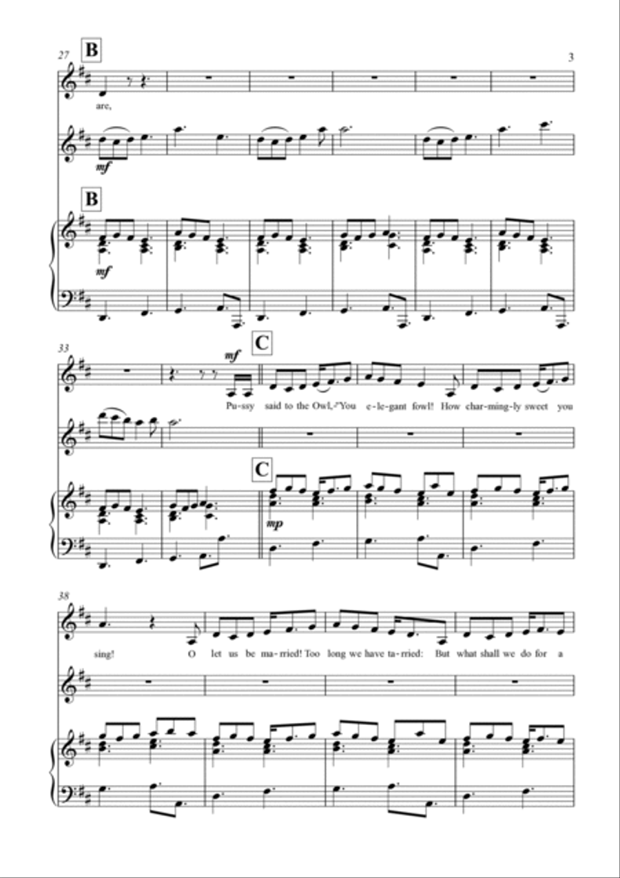 The Owl & the Pussy-Cat (poem by Edward Lear) Small Ensemble scores gallery preview page 3