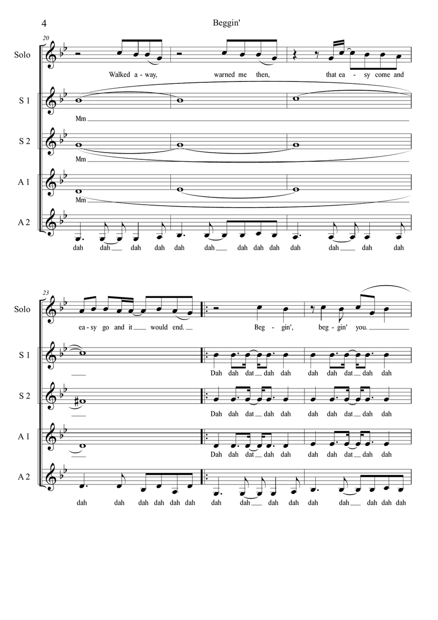 Beggin' A Cappella scores gallery preview page 4