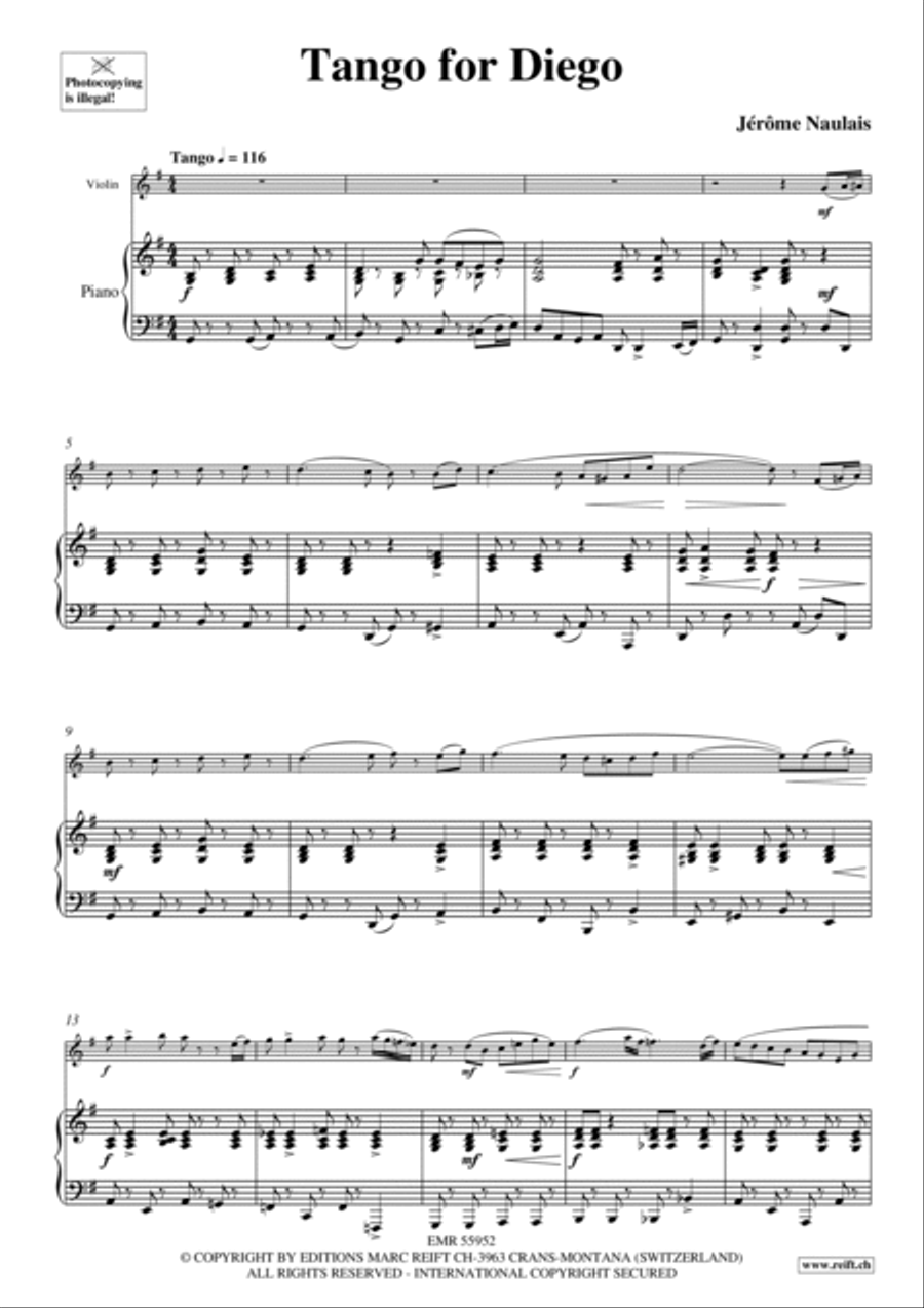 Tango for Diego Violin Solo scores gallery preview page 5
