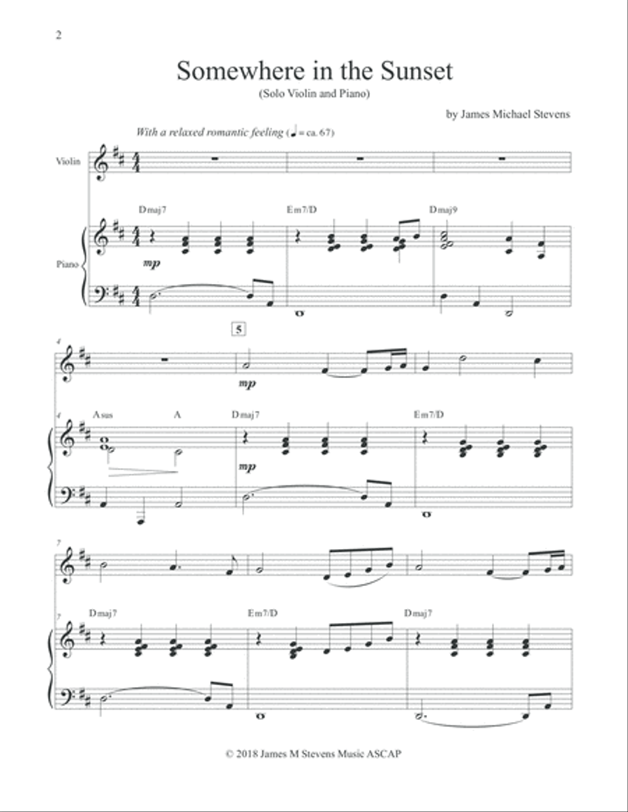 Somewhere in the Sunset - Violin & Piano Violin Solo scores gallery preview page 2