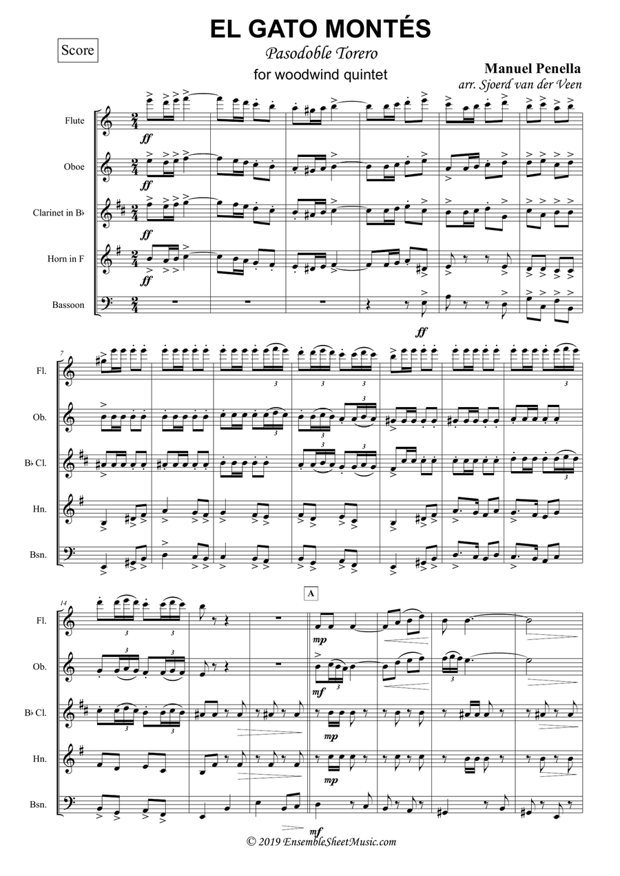 El Gato Montés Woodwind Quintet scores gallery preview page 1