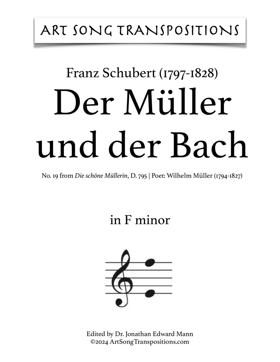 SCHUBERT: Der Müller und der Bach (transposed to F minor) Voice scores gallery preview page 1