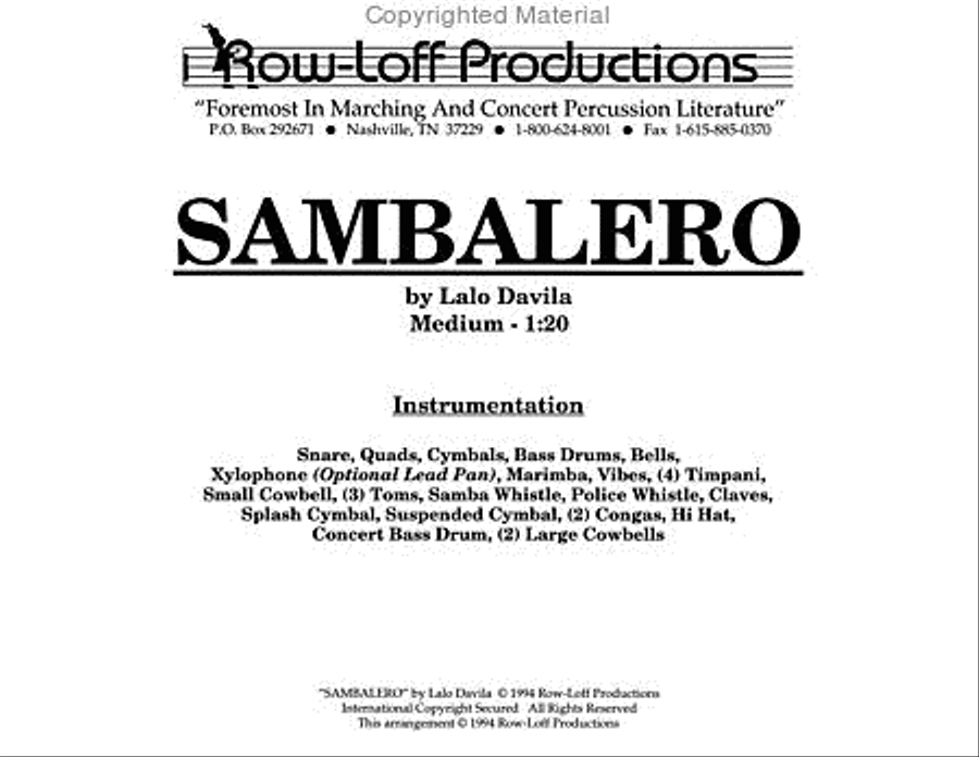Sambalero Percussion Ensemble scores gallery preview page 2