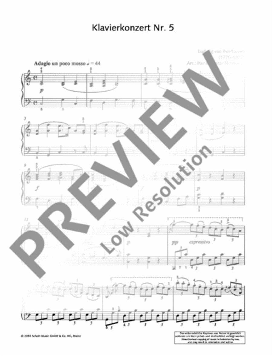 Concerto for Piano and Orchestra No. 5 Eb major Piano Solo scores gallery preview page 2