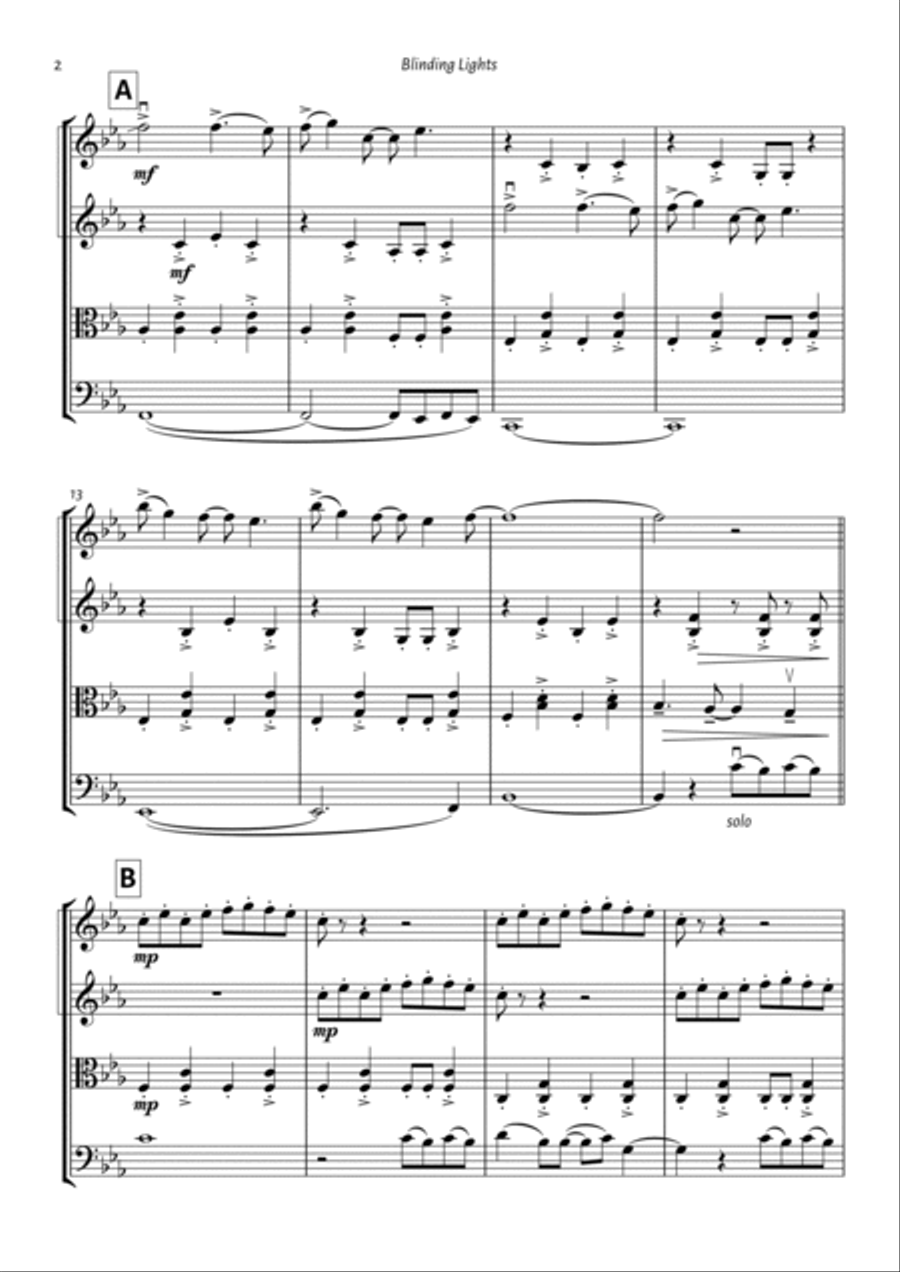 Blinding Lights String Quartet scores gallery preview page 2