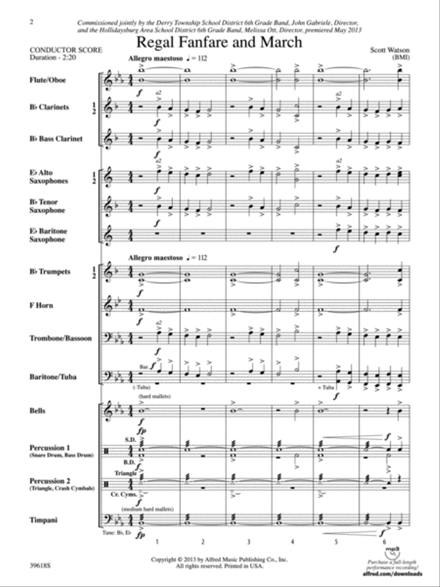 Regal Fanfare and March: Score Concert Band scores gallery preview page 2