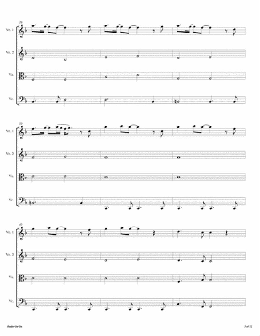 Radio Ga Ga String Quartet scores gallery preview page 6