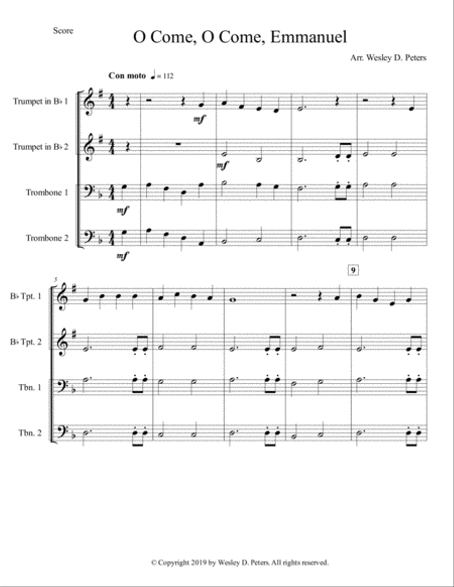 O Come, O Come, Emmanuel (Brass Quartet) Brass Quartet scores gallery preview page 5