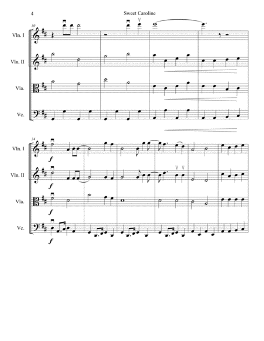Sweet Caroline String Orchestra scores gallery preview page 5