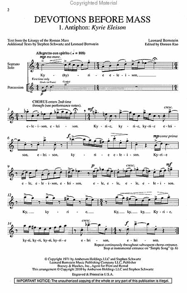 Mass by Leonard Bernstein 4-Part - Sheet Music