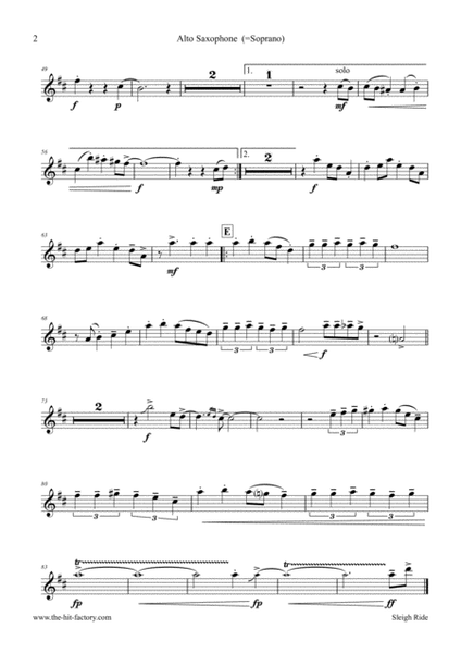 Sleigh Ride - Easy Swing - Saxophone Quartet