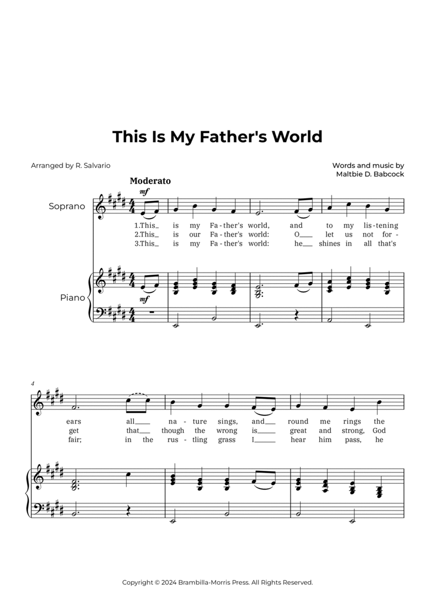 This Is My Father's World (Key of E Major) image number null