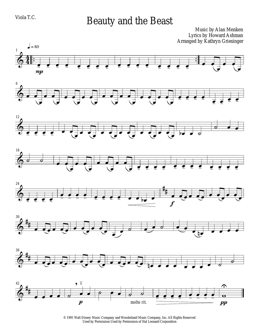 Beauty And The Beast Beauty And The Beast String Quartet scores gallery preview page 3