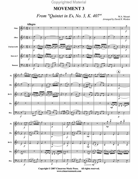 Quintet in Eb, No. 3, K. 407 (3rd Movement)