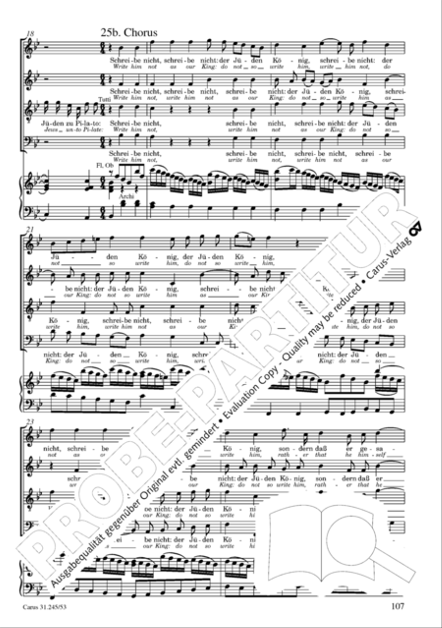 St. John Passion (Johannes-Passion) 4-Part scores gallery preview page 108
