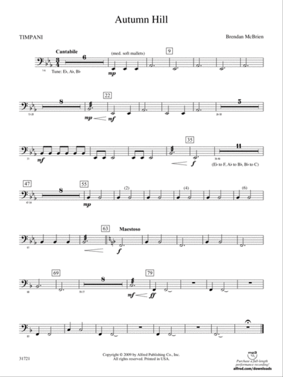 Autumn Hill: Timpani Autumn Hill: Timpani Concert Band scores gallery preview page 1